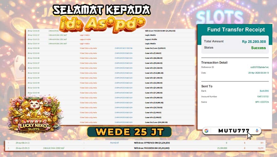 WD 25 Juta dari Lucky Neko Slots slot online terpercaya