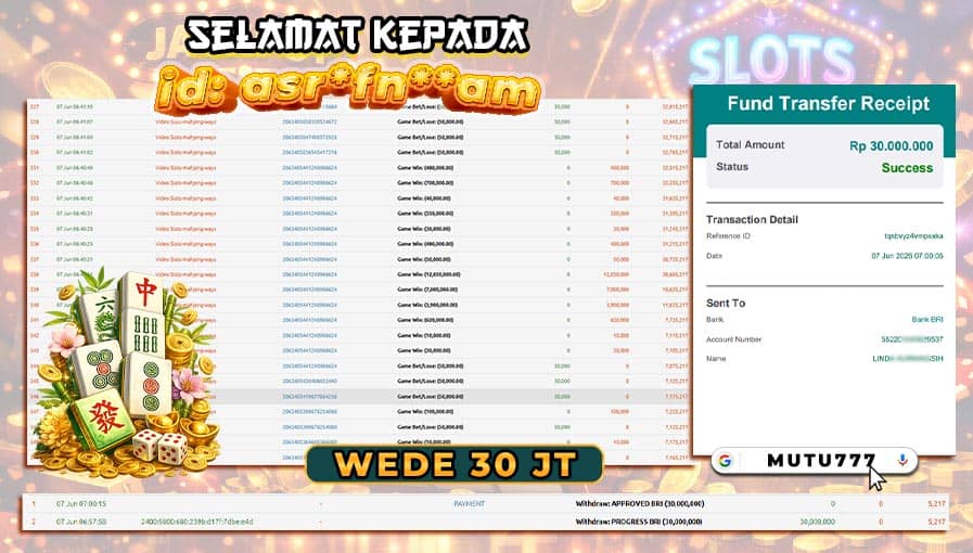 WD 30 Juta di MUTU777! Pemain Setia Kembali Membuktikan Kemenangan Fantastis