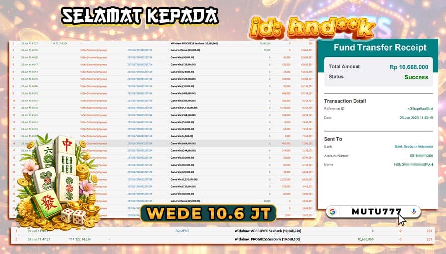 πΈ Bukti WD 10,6 Juta Berhasil Cair! Member MUTU777 Kembali Raih Kemenangan Besar πΈ slot terbaik 2026