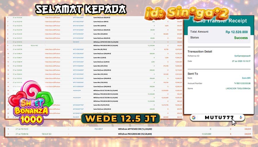 Bukti WD 12,5 Juta Berhasil Cair! Sweet Bonanza 1000 Kembali Membuktikan Potensi Kemenangan Besar di MUTU777 π¬π MUTU777 terpercaya